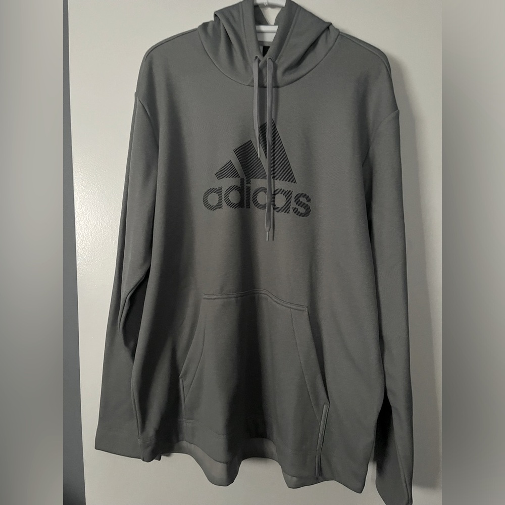Mens Adidas long sleeve grey hoodie